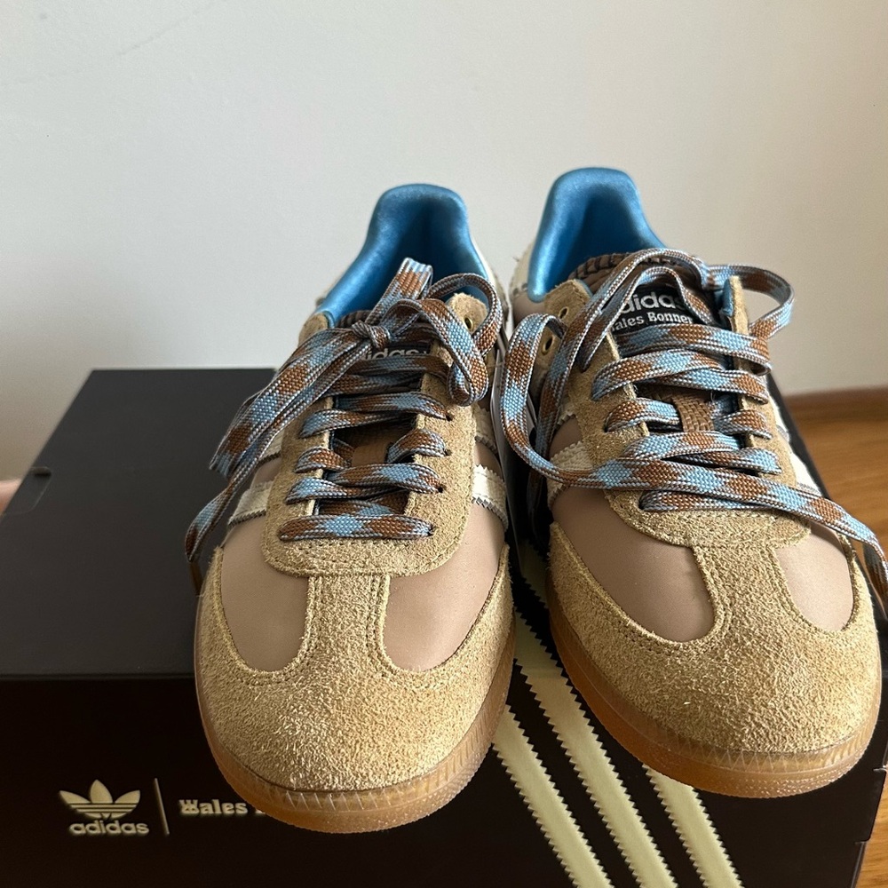 Wales Bonner x Adidas Tan and Blue Samba